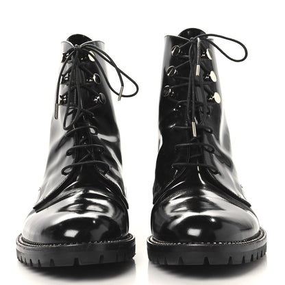 Christian Dior Patent Calfskin Rebelle Lace Up Boots 38.5 Black 3 of 9
