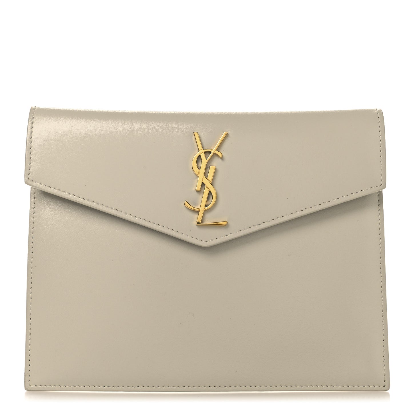 Smooth Shiny Calfskin Uptown Baby Pouch Crema Soft