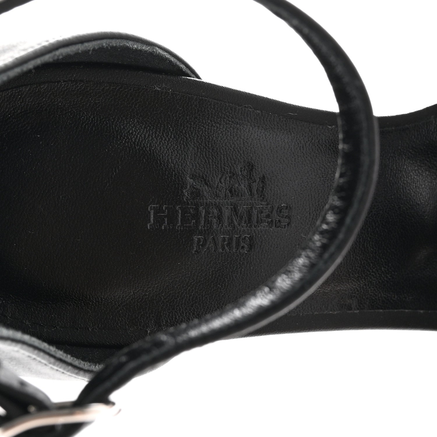 Hermes Calfskin Clous Legend Wedge Sandals 36 Black 7 of 12