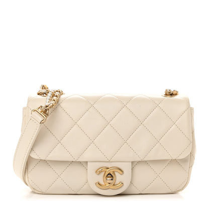 Chanel Calfskin Quilted Mini Crystal Pearls Rectangular Flap White 1 of 12