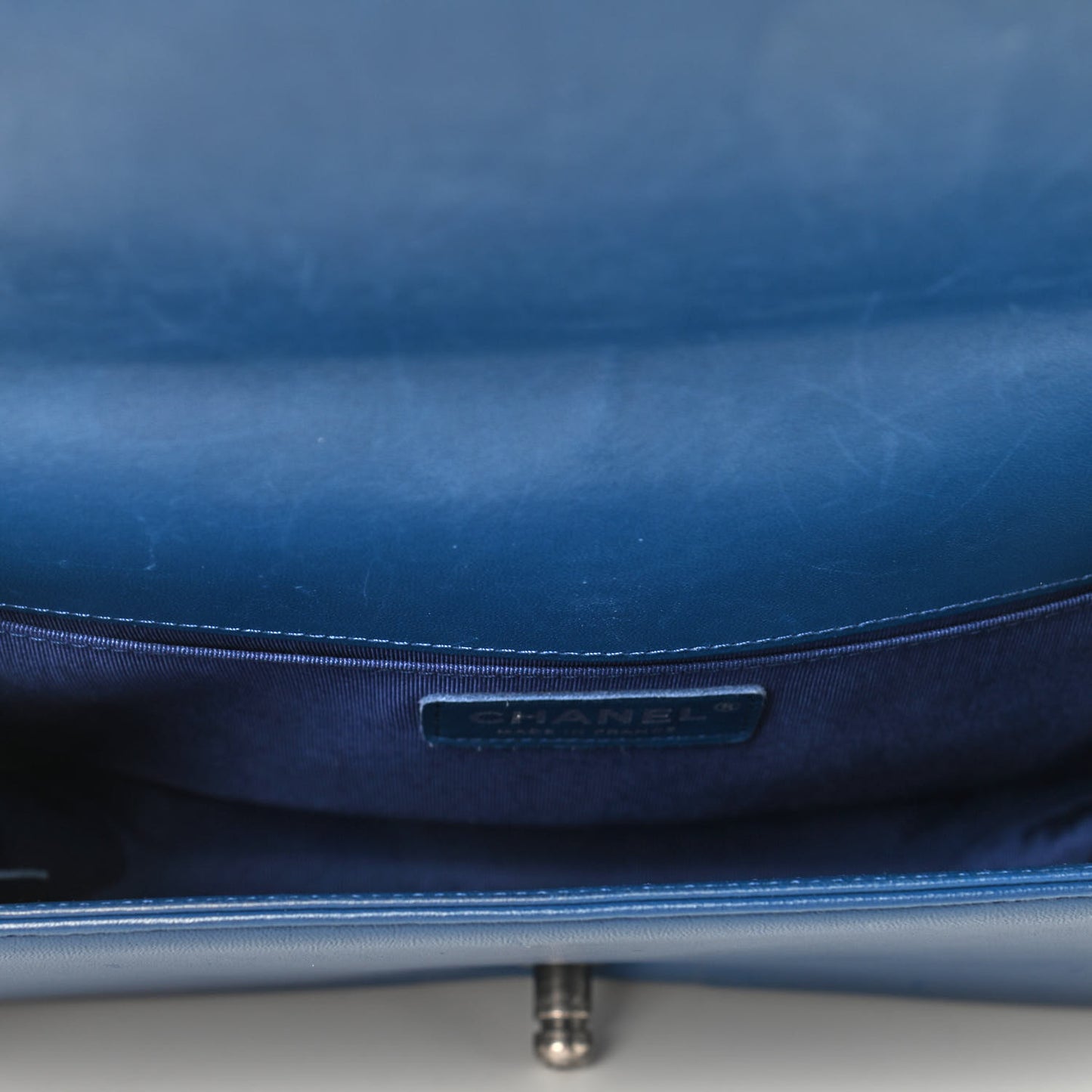 Lambskin Quilted Medium Boy Flap Blue