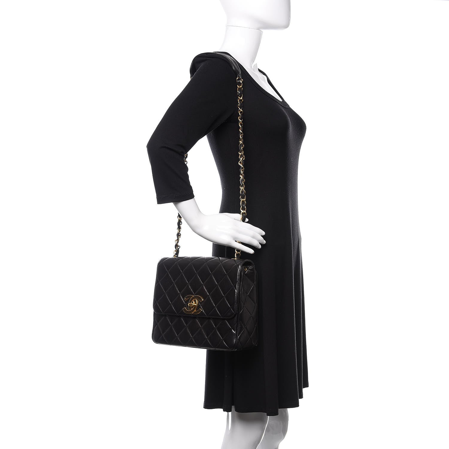 Chanel Lambskin Quilted Medium Single Flap Black 2 of 12