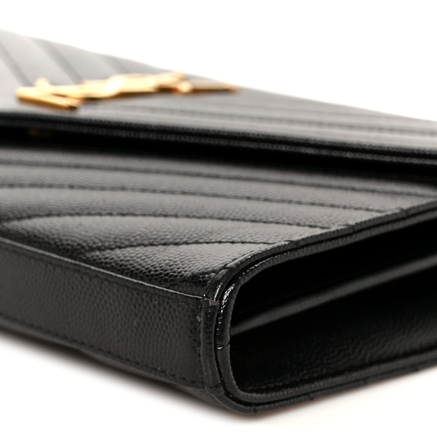 Grain De Poudre Matelasse Chevron Monogram Chain Wallet Black