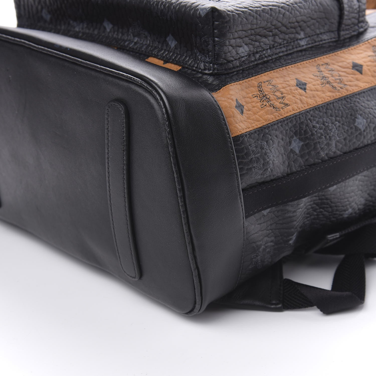 MCM Striped Visetos Roll Top Backpack Black Cognac 9 of 10