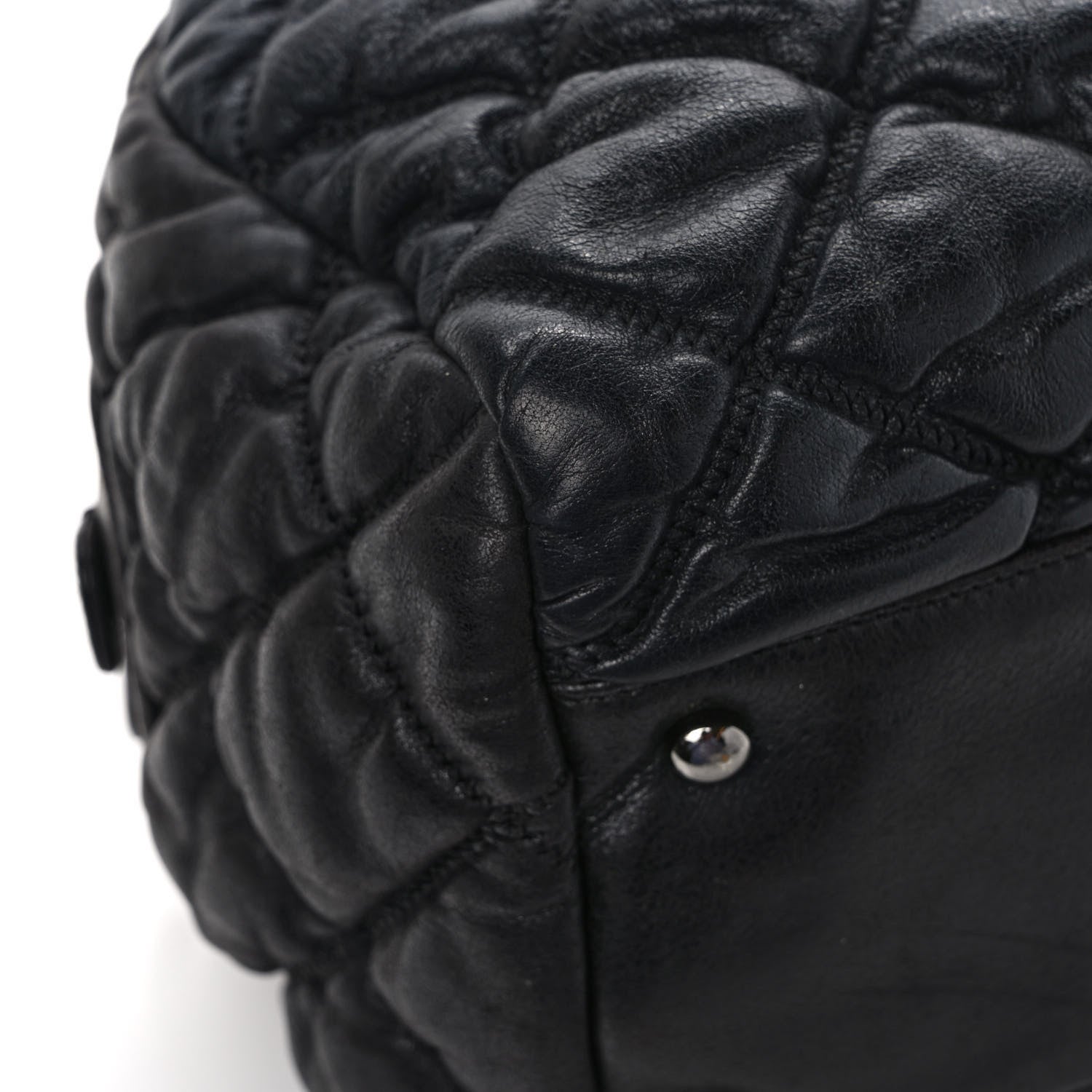 Chanel Calfskin Bubble Quilt Bowler Black 10 of 11