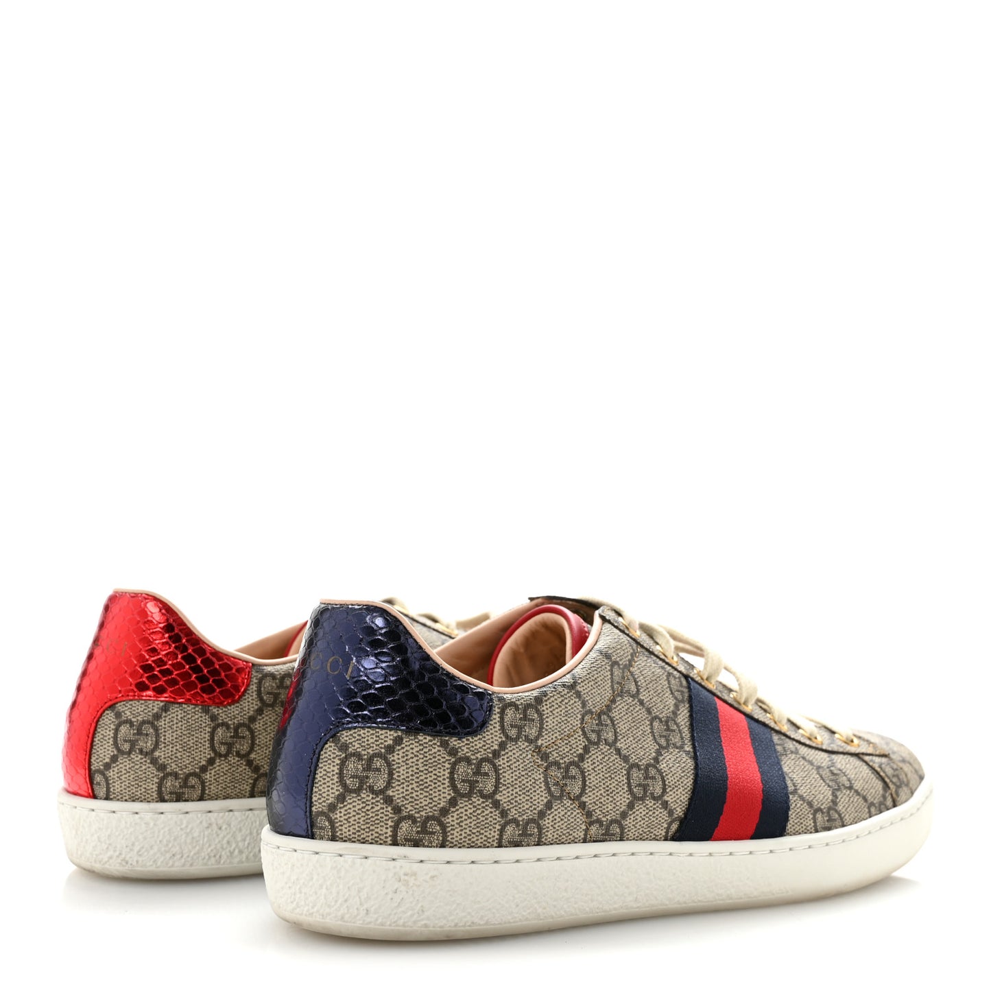 GG Supreme Monogram Ayers Web Womens Ace Sneakers 40 Beige