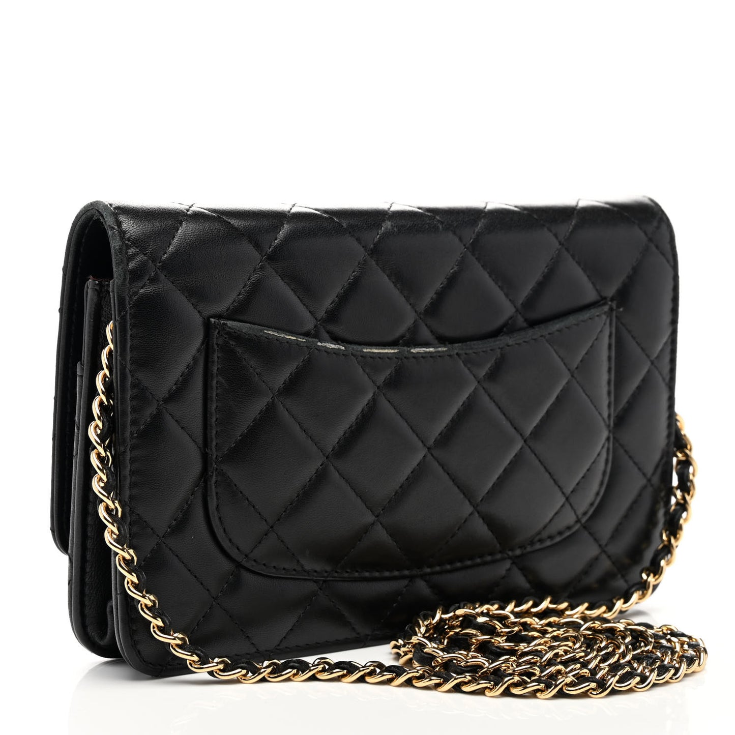 Lambskin Quilted Wallet On Chain WOC Black