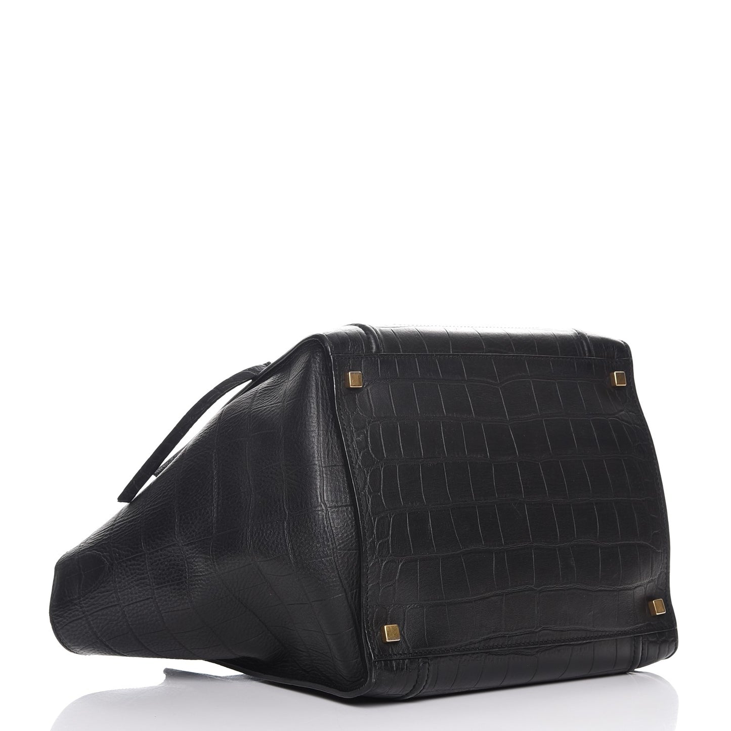 Crocodile Embossed Calfskin Medium Phantom Luggage Black