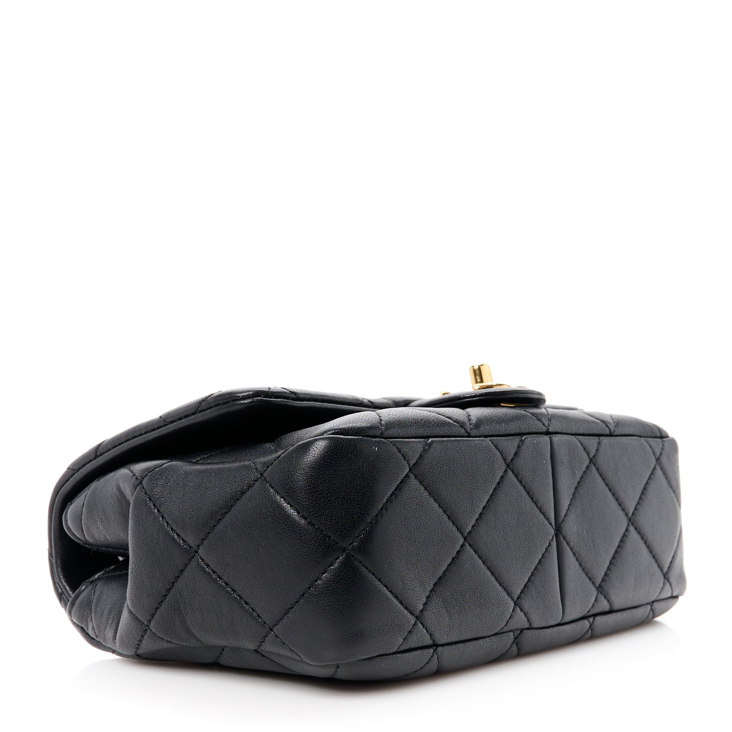 Chanel Lambskin Quilted Logo Flap With Handle Black 4 of 12