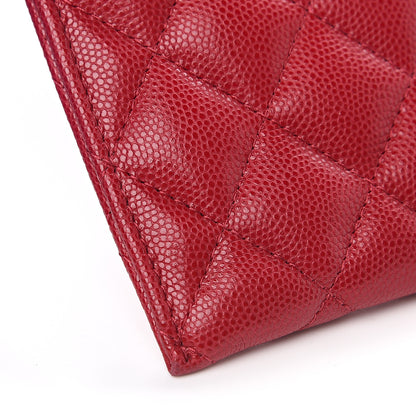 Chanel Caviar Quilted Classic Zip Pouch Red 7 of 9