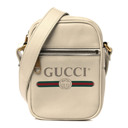 Gucci Grained Calfskin Mini Logo Messenger Bag White 1 of 7