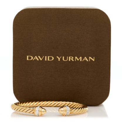 David Yurman 18K Yellow Gold Diamond 5mm Classic Cablespira Bracelet 4 of 4