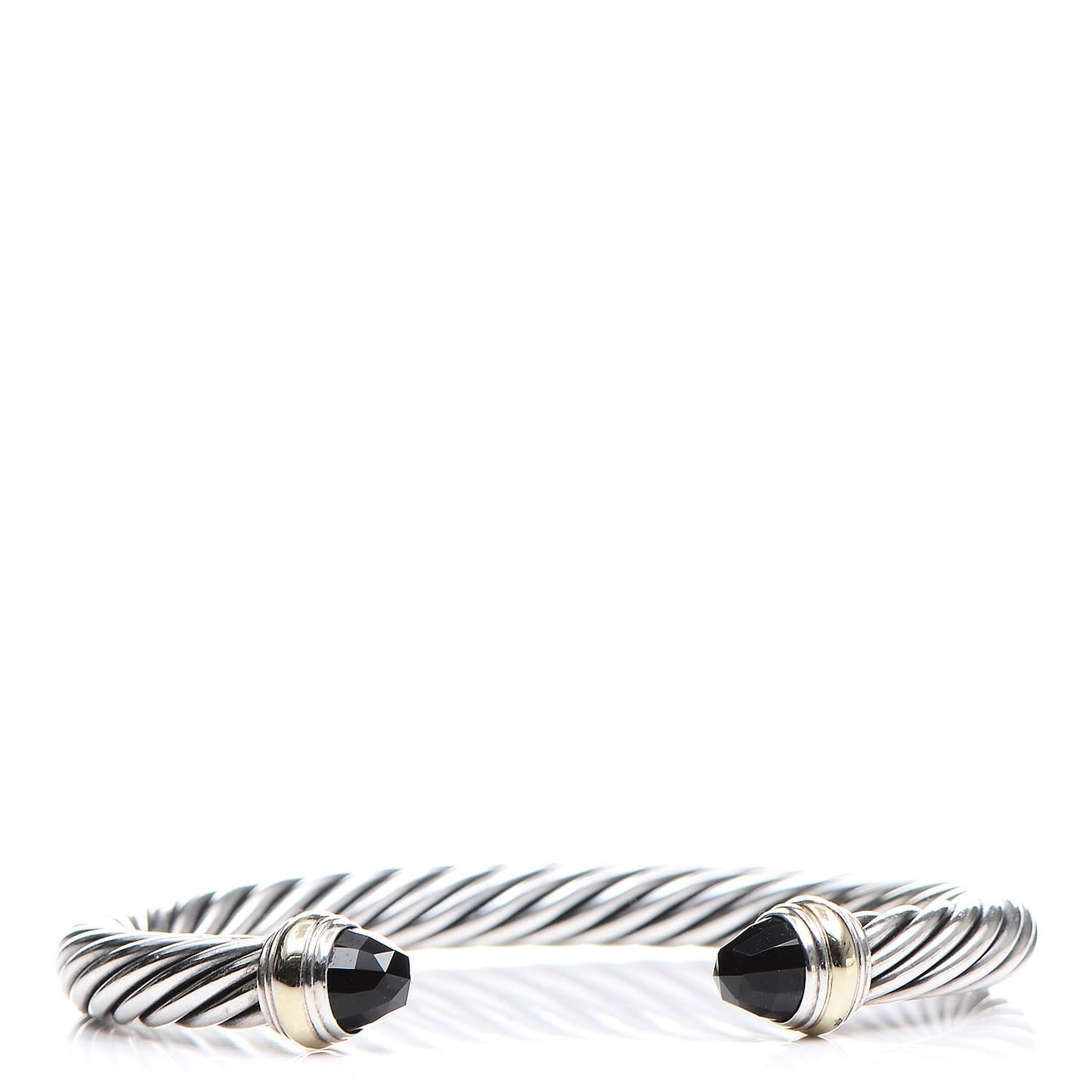 Sterling Silver 14K Yellow Gold Black Onyx 7mm Cable Classics Bracelet