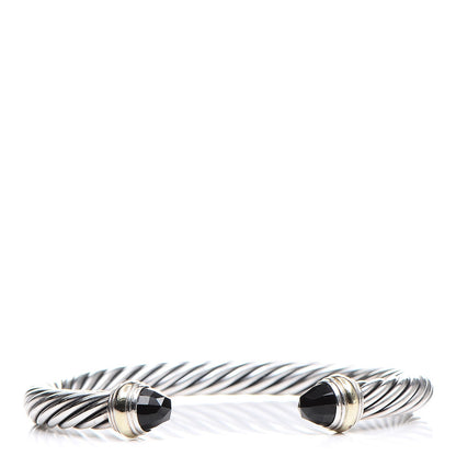 David Yurman Sterling Silver 14K Yellow Gold Black Onyx 7mm Cable Classics Bracelet 1 of 5