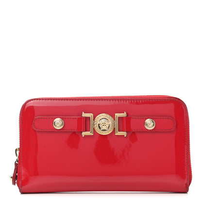 Versace Patent Palazzo Medusa Zip Around Wallet Red 1 of 12