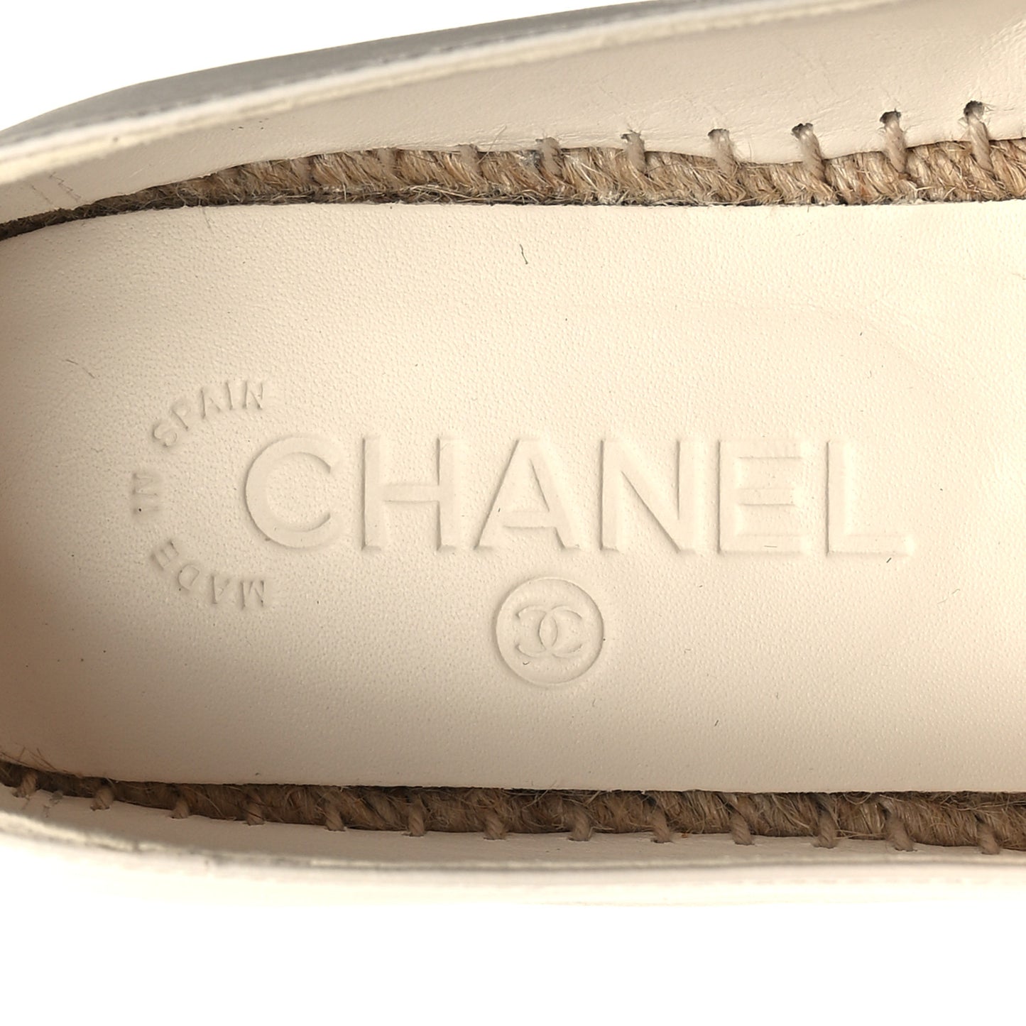 Lambskin CC Espadrilles 39 White Black