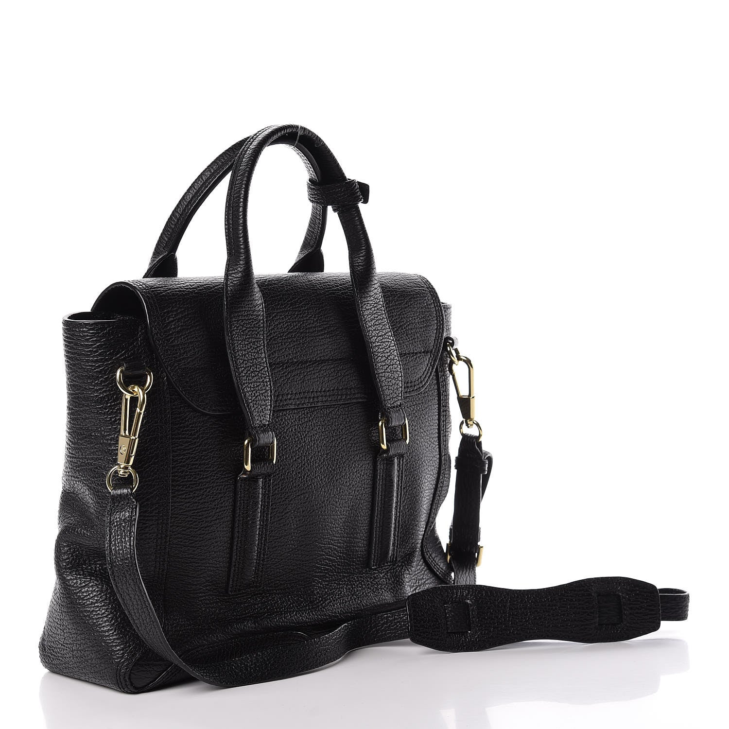 3.1 Phillip Lim 3.1 Textured Calfskin Medium Pashli Satchel Black 4 of 15
