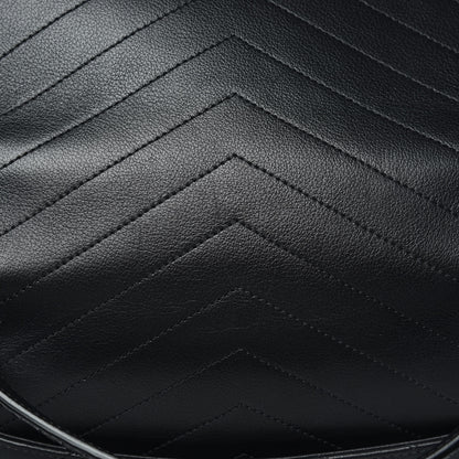 Chanel Grained Calfskin Elaphe Stitched Medium Chevron Chic Top Handle Flap Black 10 of 13