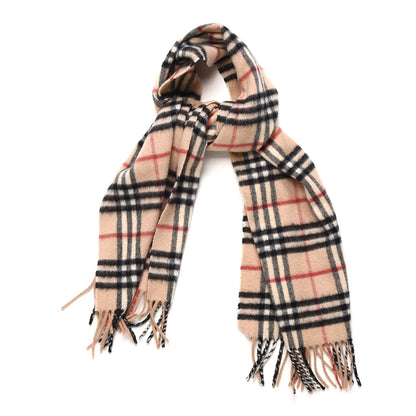 Burberry Cashmere Nova Check Fringe Scarf Camel 1 of 4