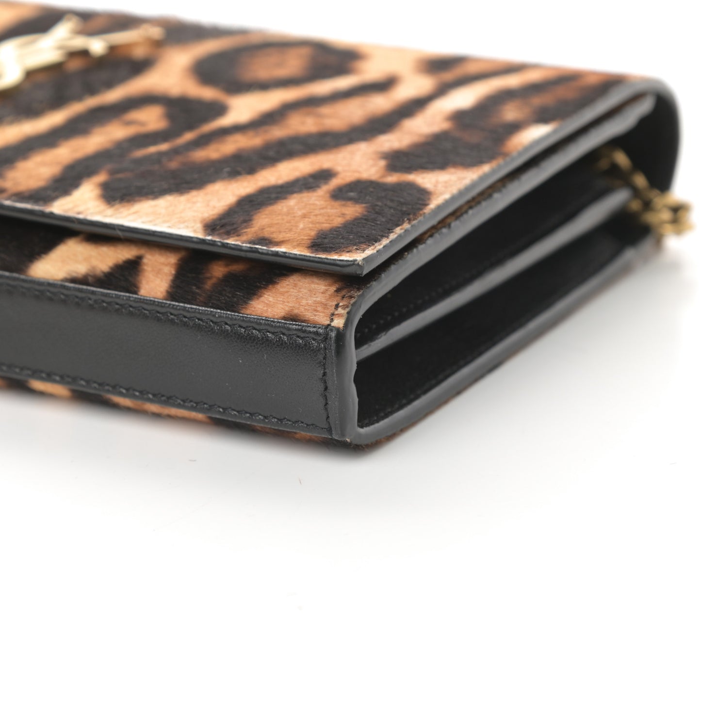 Calf Hair Monogram Chain Wallet Leopard