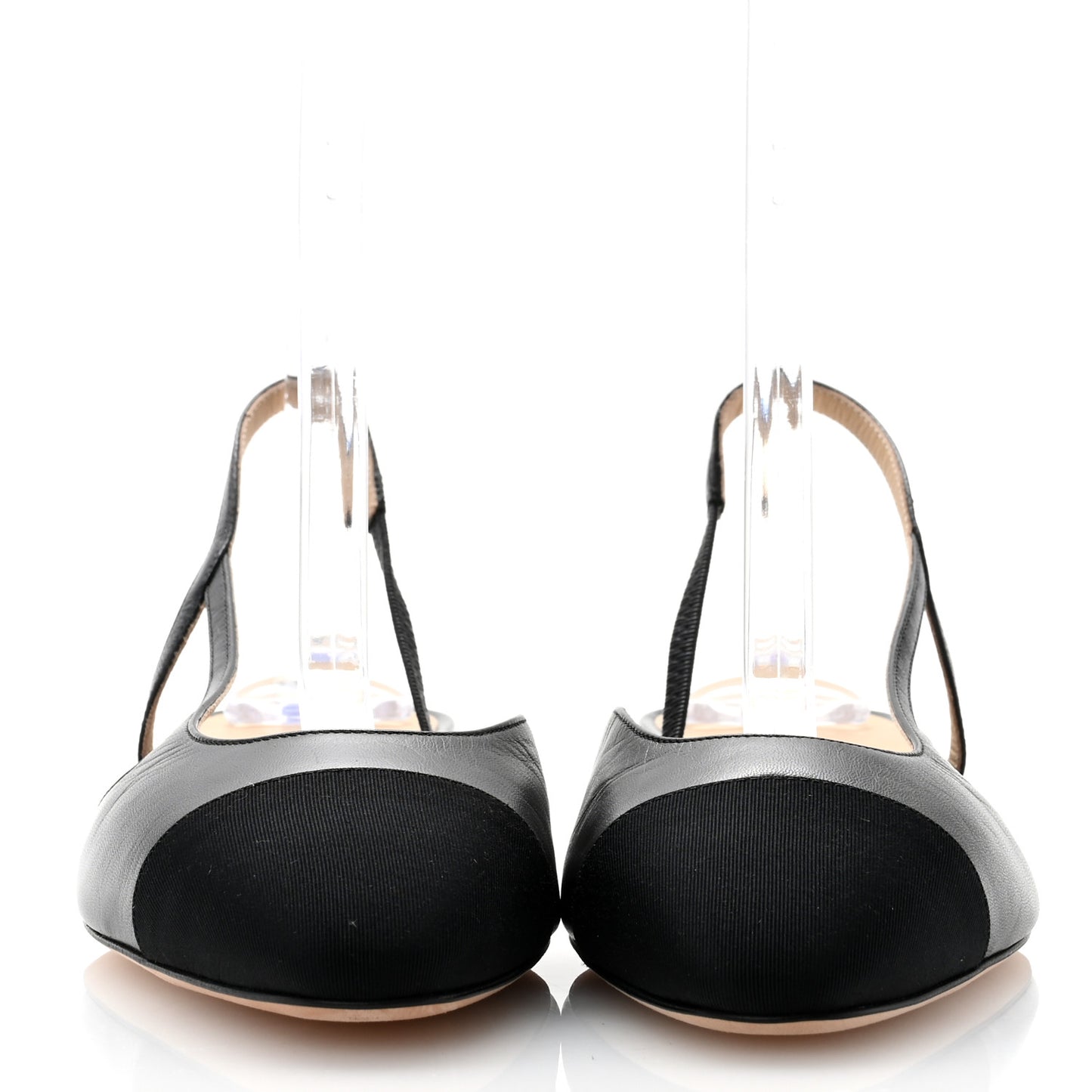 Goatskin Grosgrain Cap Toe CC Slingback Flats 41 Black