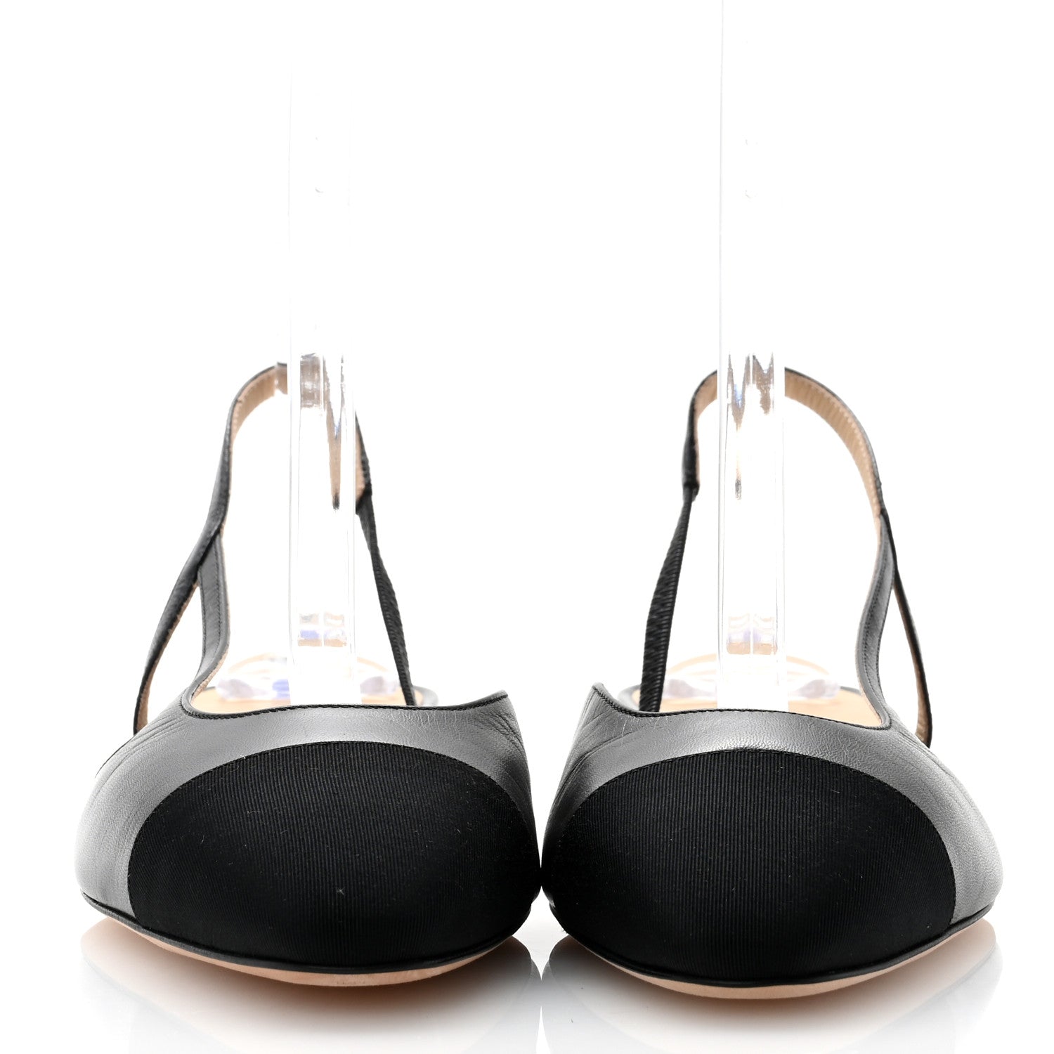 Chanel Goatskin Grosgrain Cap Toe CC Slingback Flats 41 Black 2 of 10