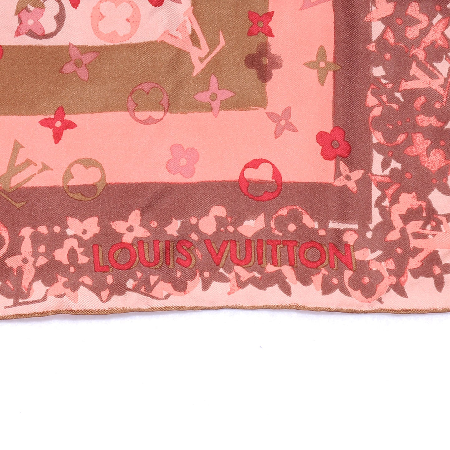 Silk Monogram Arty Square Scarf Pale Pink