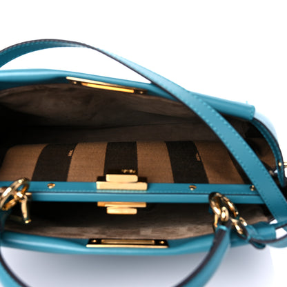 Fendi Vitello Morgan Fabric Jacquard Pequin Medium Peekaboo Iconic Satchel Lago Tobacco Black 4 of 11
