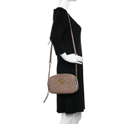 Gucci Calfskin Matelasse Small GG Marmont Chain Shoulder Bag Porcelain Rose 2 of 11