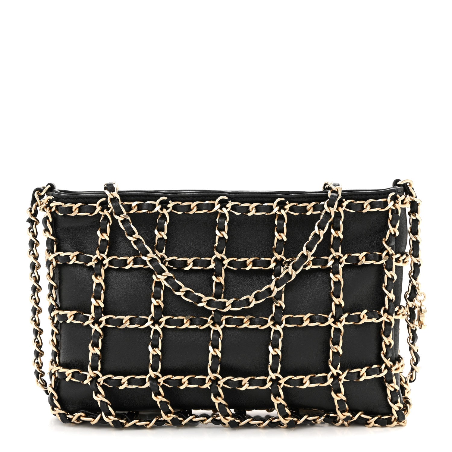 Chanel Lambskin Chain Frame Shoulder Bag Black 1 of 10