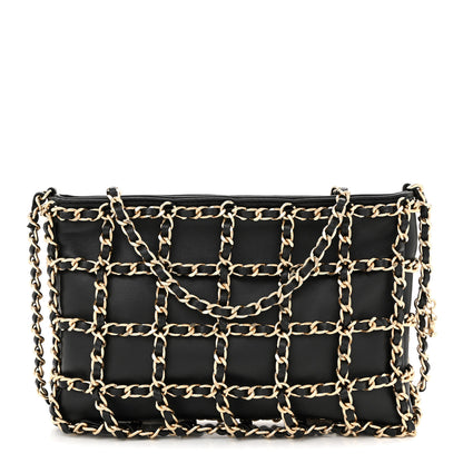 Chanel Lambskin Chain Frame Shoulder Bag Black 1 of 10