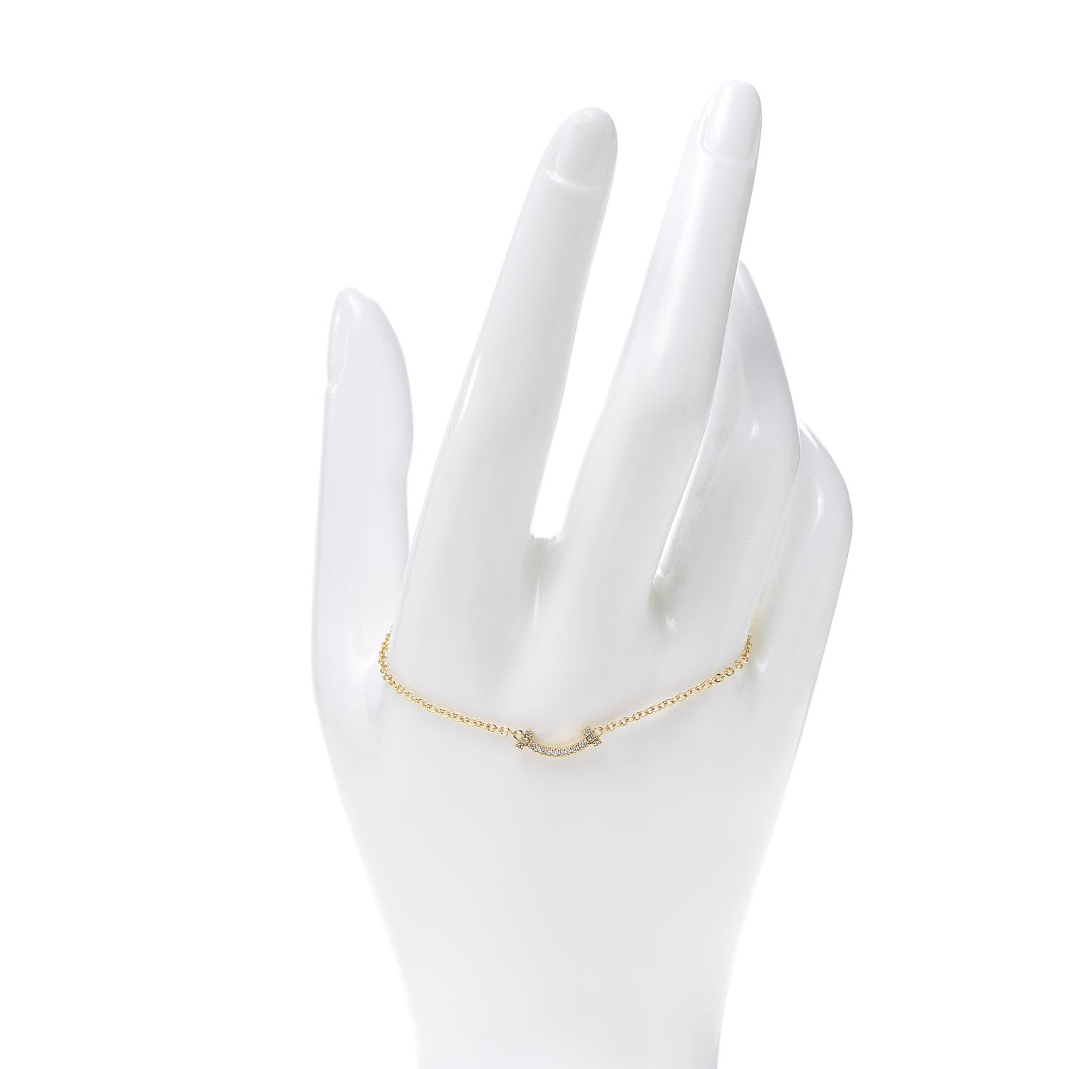 Tiffany 18K Yellow Gold Diamond Mini T Smile Bracelet 2 of 6