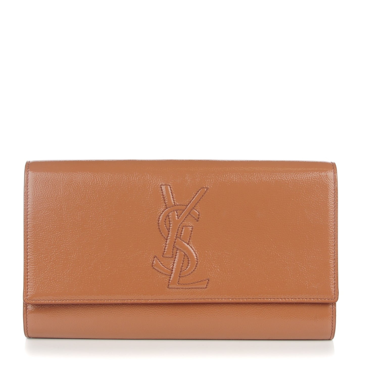 Textured Patent Calfskin Monogram Large Belle De Jour Clutch Nude