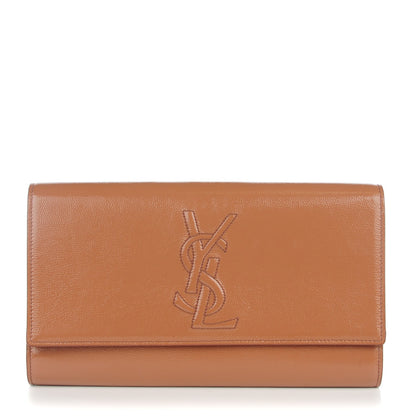 Saint Laurent Textured Patent Calfskin Monogram Large Belle De Jour Clutch Nude 1 of 7