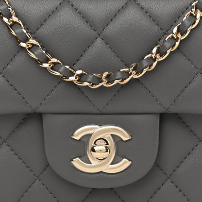 Chanel Lambskin Quilted Mini Top Handle Rectangular Flap Dark Grey 8 of 10