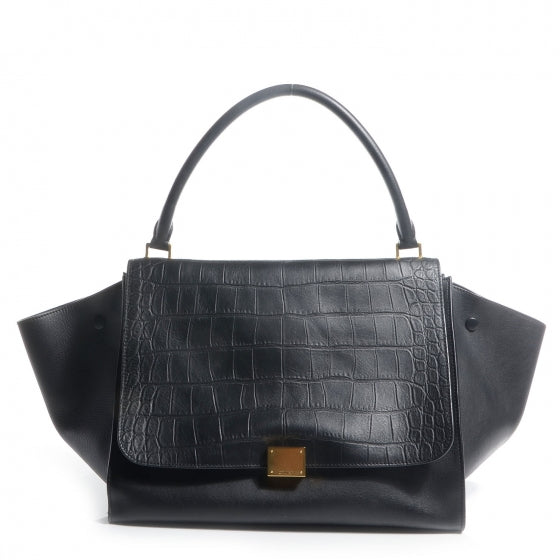Crocodile Embossed Large Trapeze Black