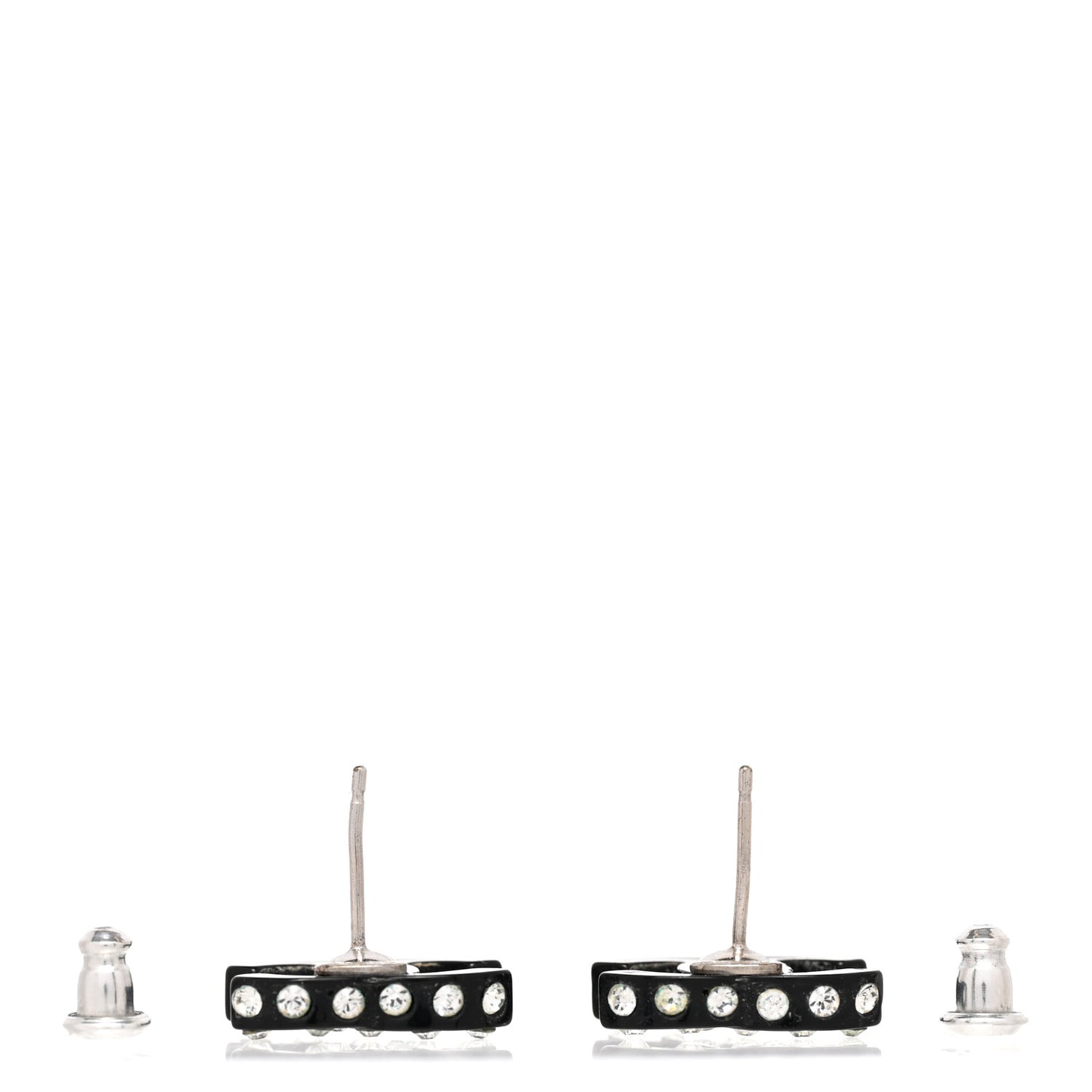 Resin Crystal CC Earrings Black