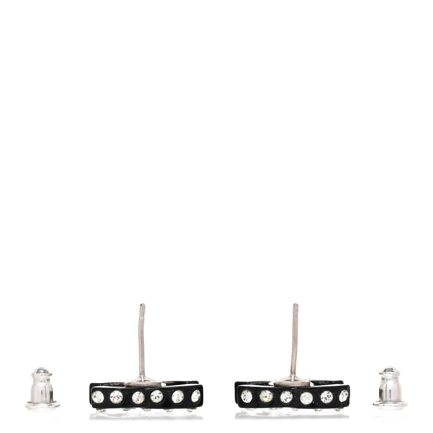 Chanel Resin Crystal CC Earrings Black 3 of 5