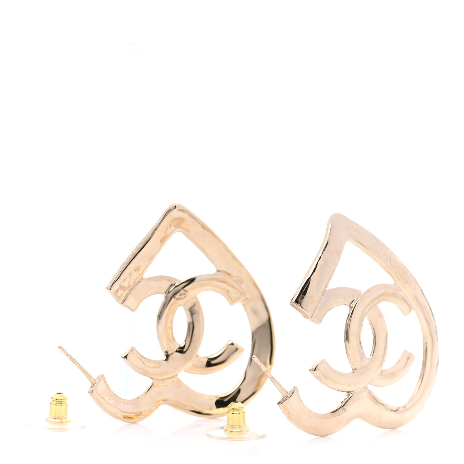 Chanel Metal CC Heart Coco In Love Hoop Earrings Gold 3 of 4