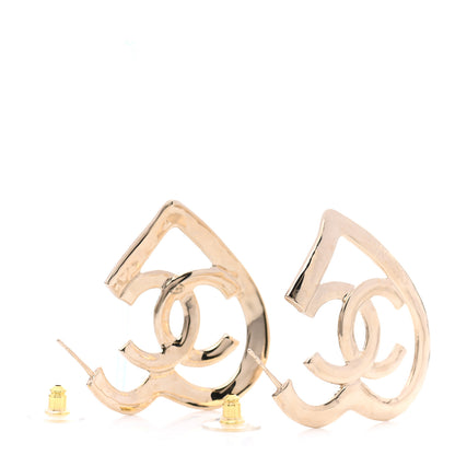 Chanel Metal CC Heart Coco In Love Hoop Earrings Gold 3 of 4