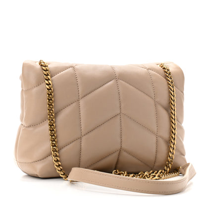 Saint Laurent Lambskin Quilted Toy Loulou Puffer Monogram Chain Satchel Nude Powder 3 of 10