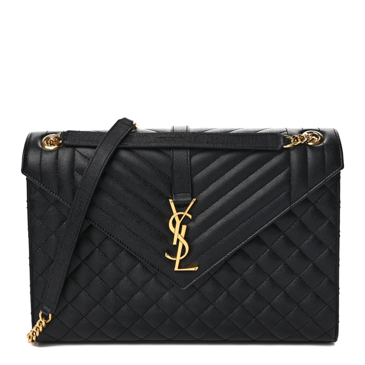 Grain De Poudre Textured Mixed Matelasse Large Triquilt Monogram Satchel Black