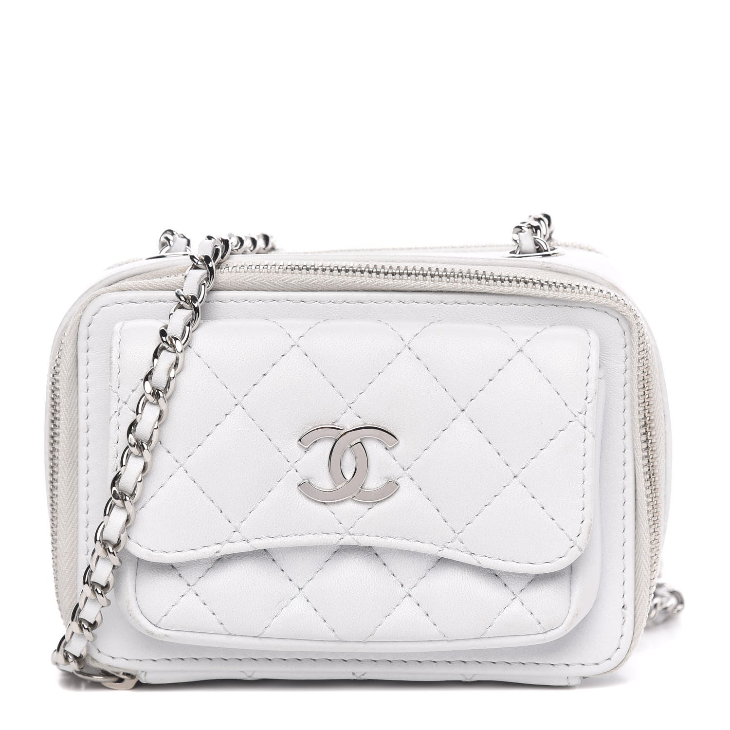 Chanel Lambskin Quilted Small Pocket Box Camera Case White 1 of 13