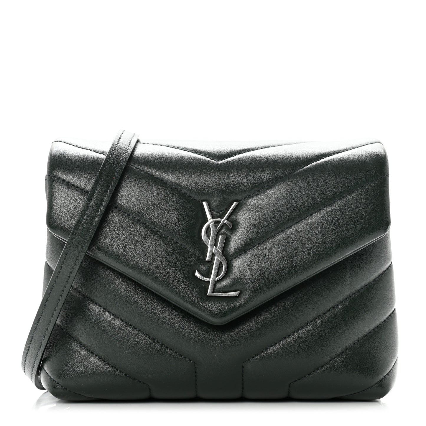 Calfskin Y Quilted Monogram Toy Loulou Crossbody Bag Deep Green