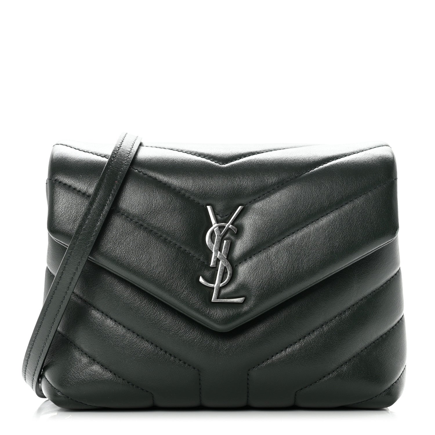 Saint Laurent Calfskin Y Quilted Monogram Toy Loulou Crossbody Bag Deep Green 1 of 9