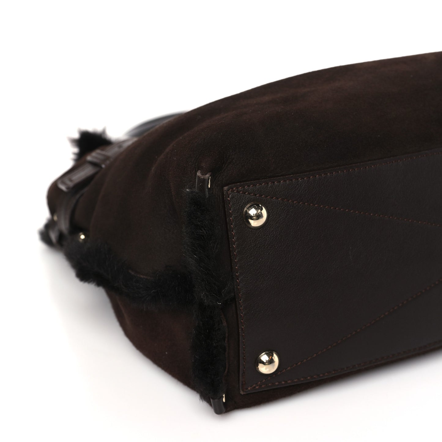 SALVATORE FERRAGAMO Suede Stitched Hobo Brown