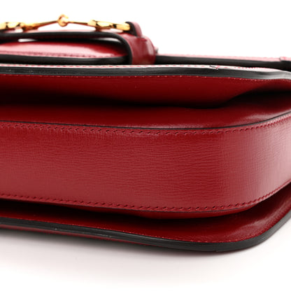 Gucci GG Supreme Monogram Azalea Calfskin Horsebit 1955 Shoulder Bag Beige Ebony New Cherry Red 10 of 11