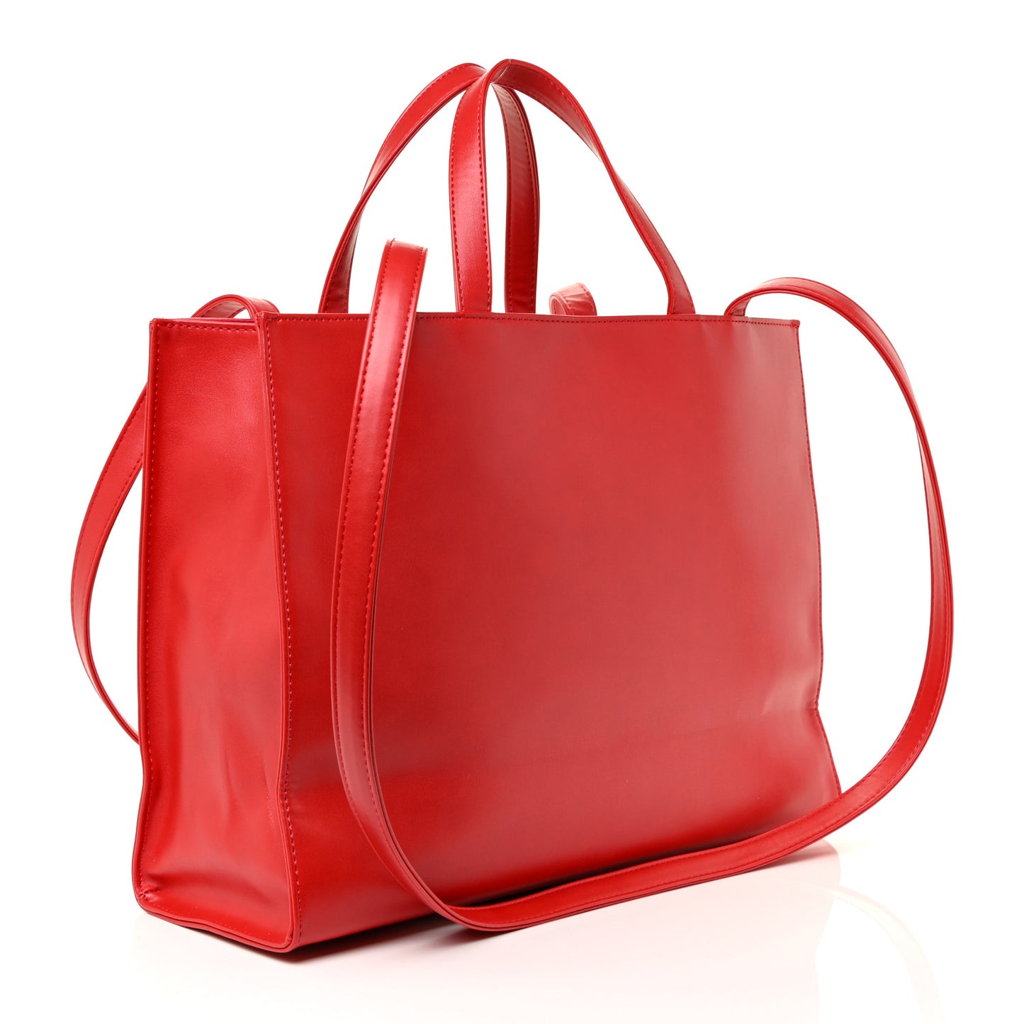 Vegan Leather Medium Shopping Bag Red