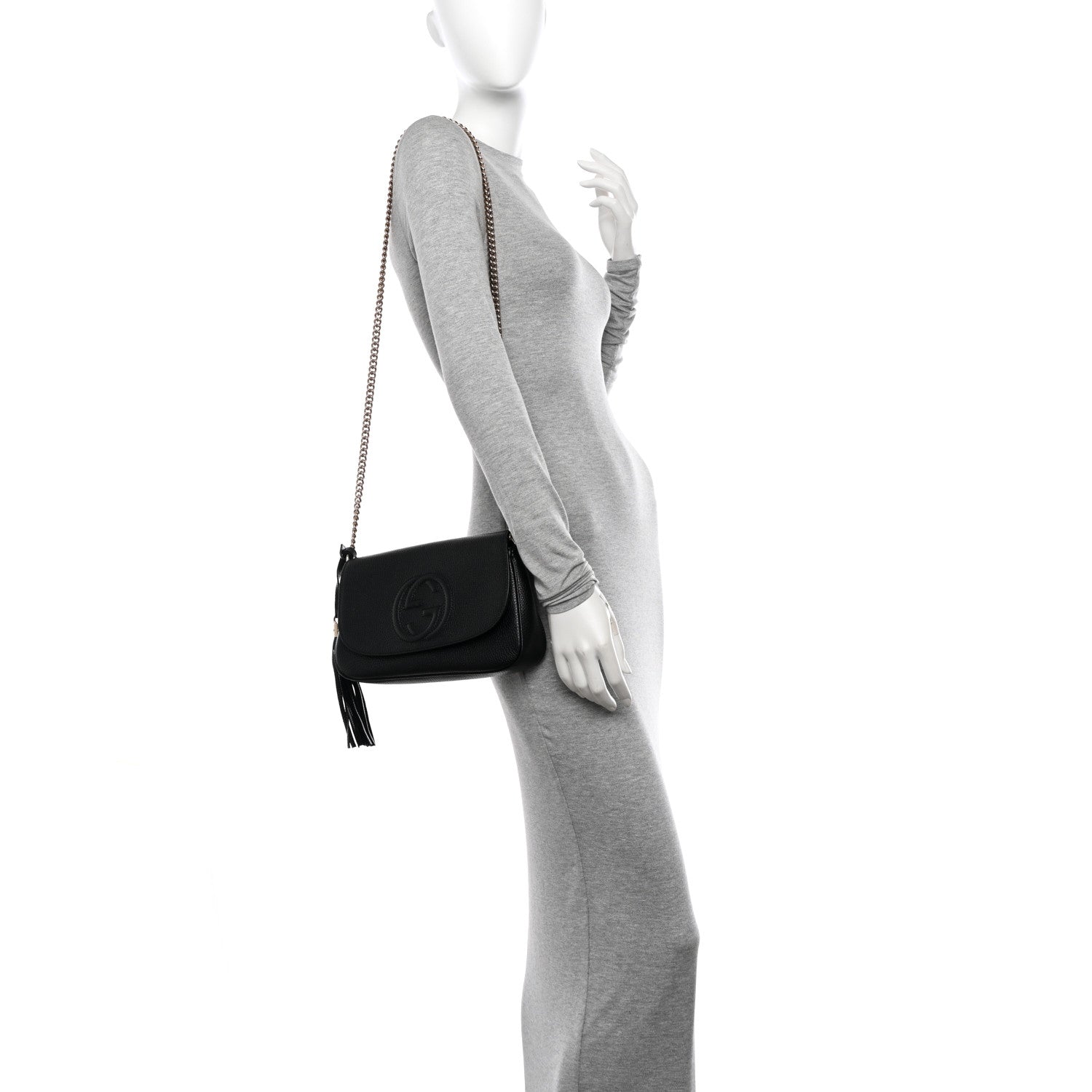 Gucci Pebbled Calfskin Medium Soho Flap Crossbody Black 2 of 10