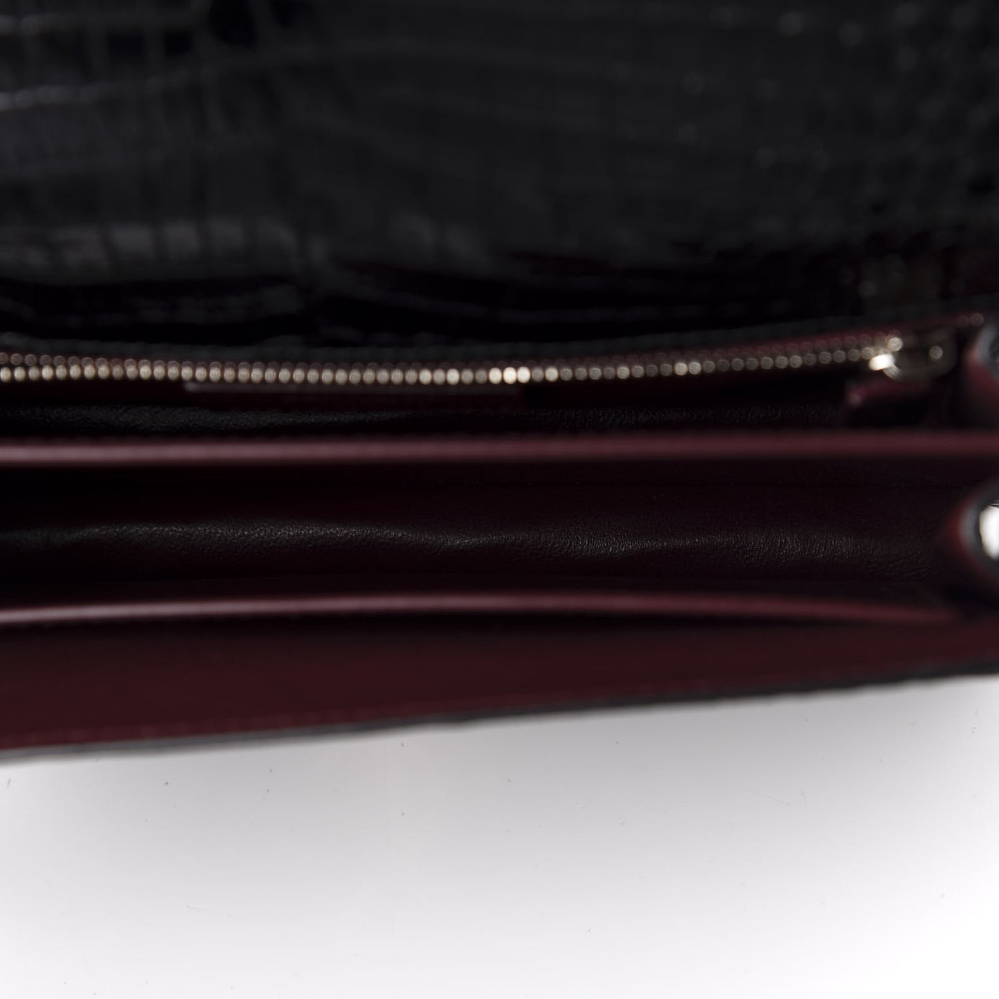 Calfskin Crocodile Embossed Monogram Cassandra Clasp Bag Black Rouge Legion